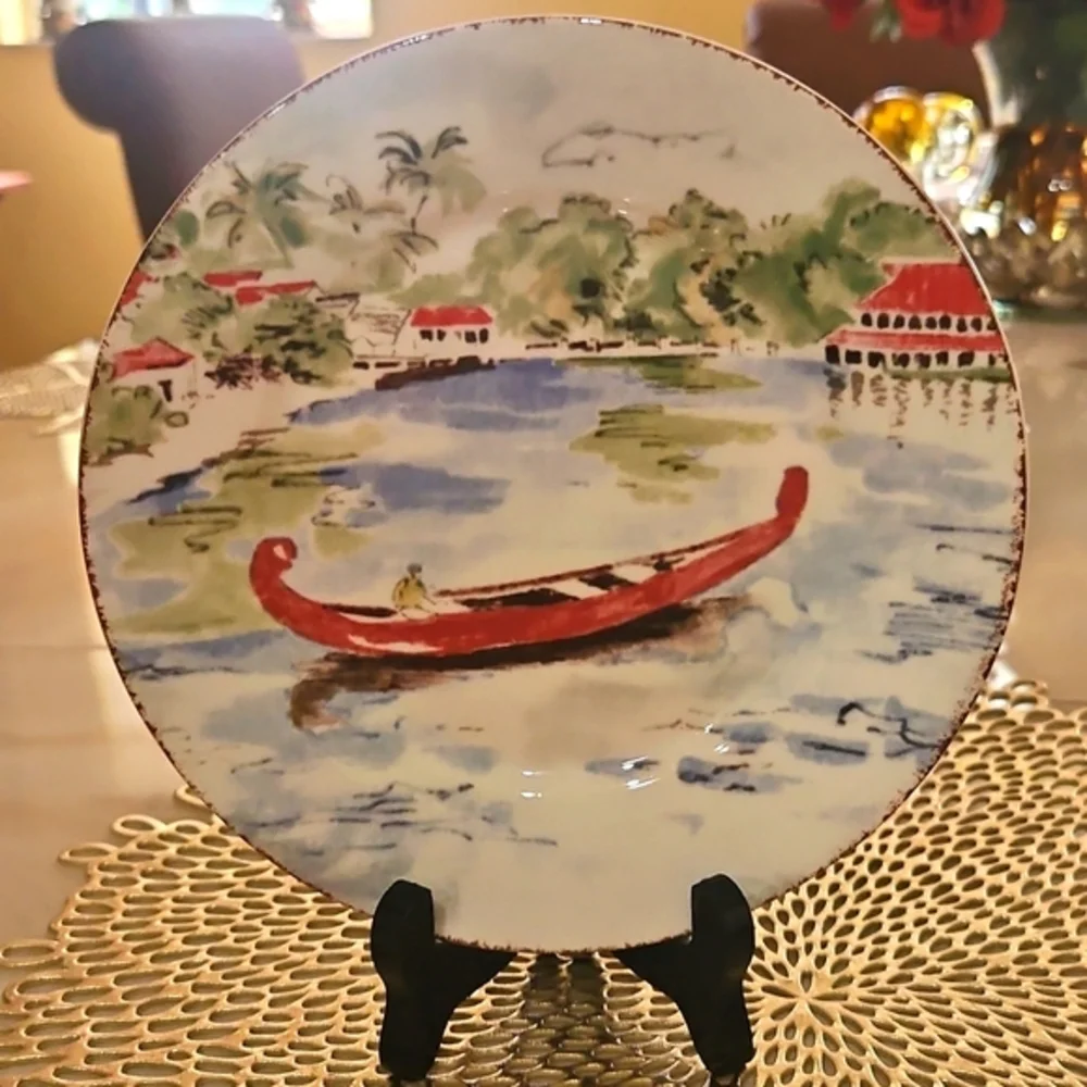 2 Piece Decorative Plates Collectable By PIER 1 IMPORTS Porcelain.